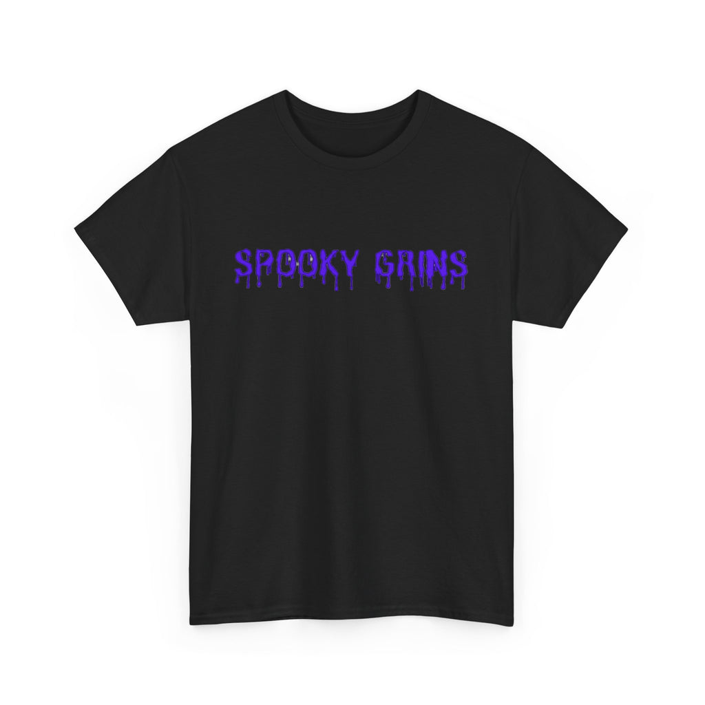 Spooky Grins Unisex Heavy Cotton Tee, Halloween T-Shirt, Graphic Tee for Fall, Casual Wear, Unique Gift for Ghost Lovers