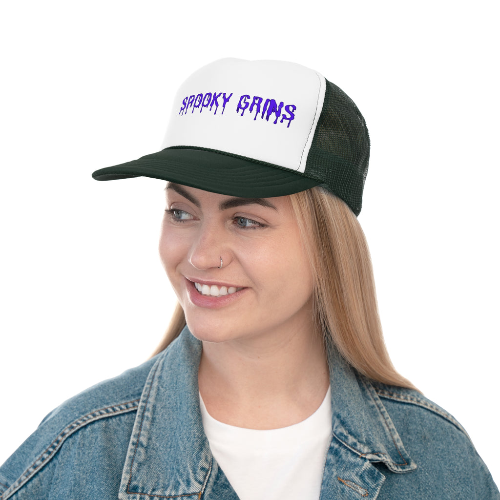 Spooky Grins Trucker Cap - Perfect for Halloween, Fun Events, Festivals, Outdoor Adventures, Unique Gift Option