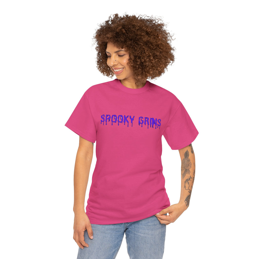 Spooky Grins Unisex Heavy Cotton Tee, Halloween T-Shirt, Graphic Tee for Fall, Casual Wear, Unique Gift for Ghost Lovers