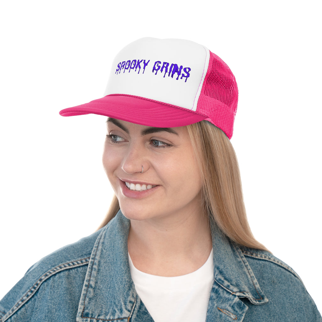 Spooky Grins Trucker Cap - Perfect for Halloween, Fun Events, Festivals, Outdoor Adventures, Unique Gift Option